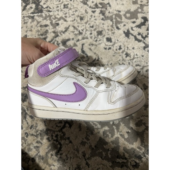 Nike Other - Girls White And Purple Nike High Top Shoes Size 1